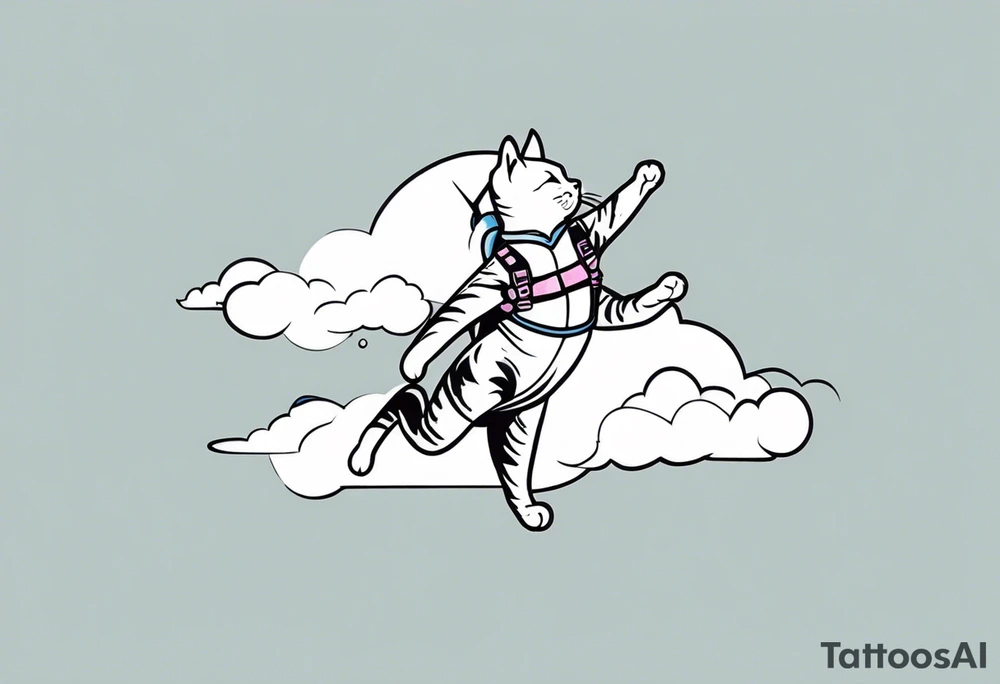 a cat going skydiving tattoo idea