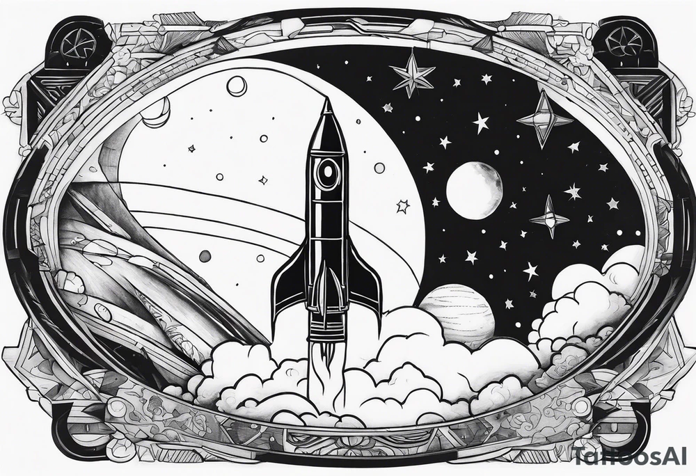 Rocket Ship Adventure tattoo idea