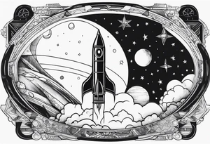 Rocket Ship Adventure tattoo idea