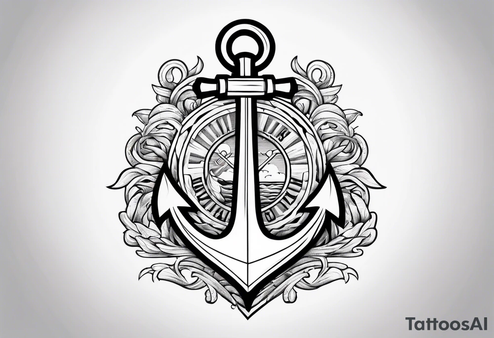 anchor and trident with audentes fortuna iuvat across tattoo idea