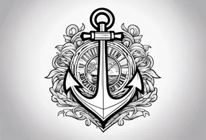anchor and trident with audentes fortuna iuvat across tattoo idea
