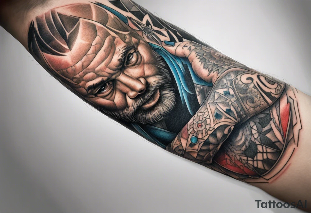 medical stitches reattaching arm tattoo idea