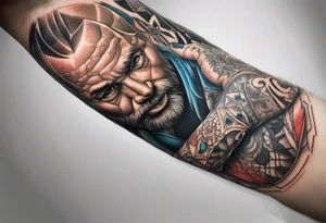 medical stitches reattaching arm tattoo idea