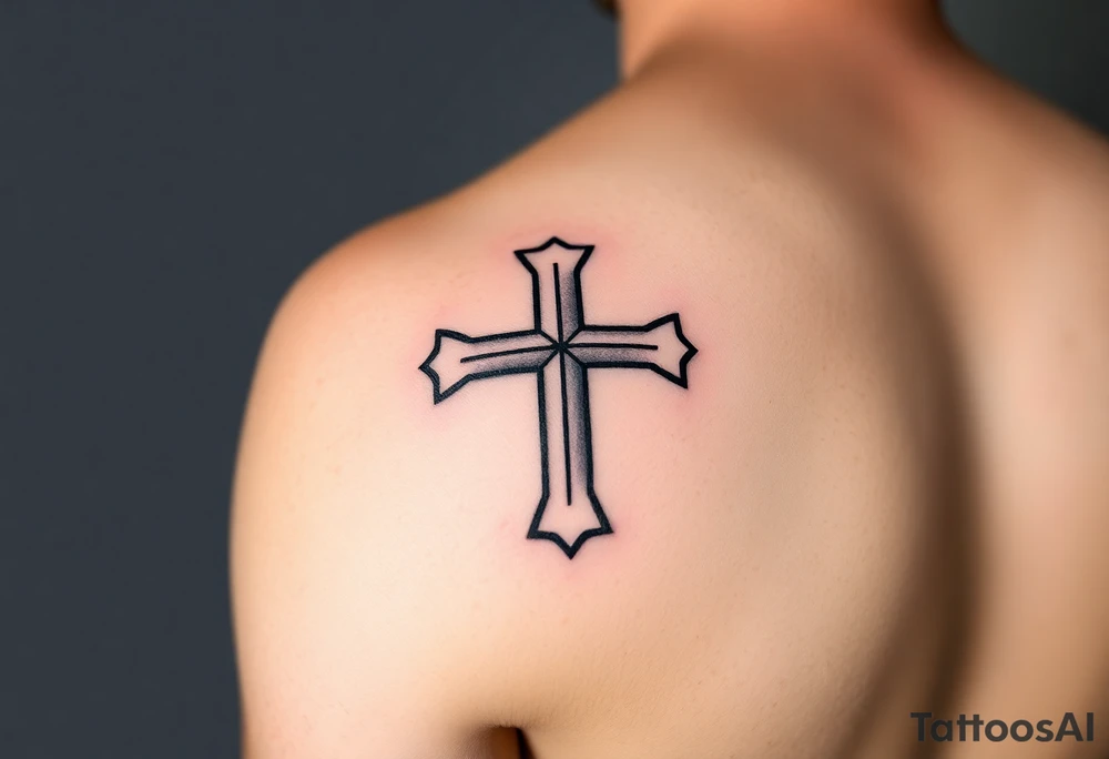 A minimalist black-and-gray Maltese cross with subtle shading, giving it a clean and modern aesthetic tattoo idea