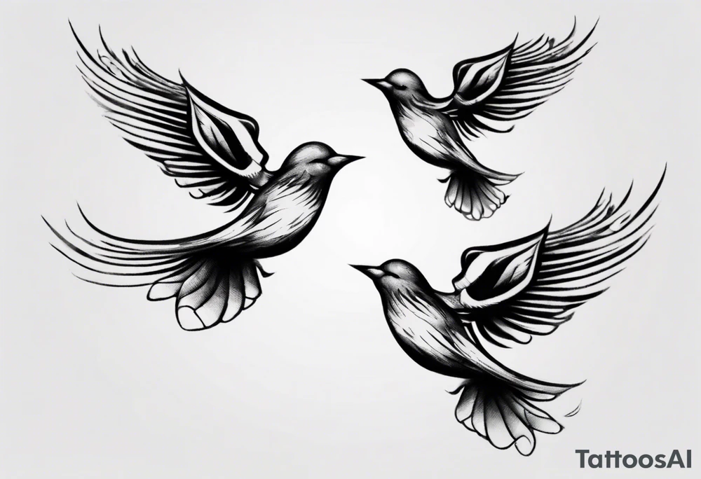 Three birds flying different sizes tattoo idea