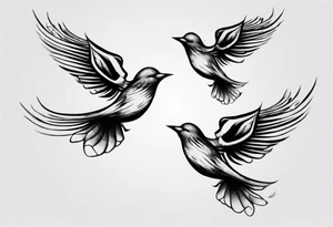 Three birds flying different sizes tattoo idea