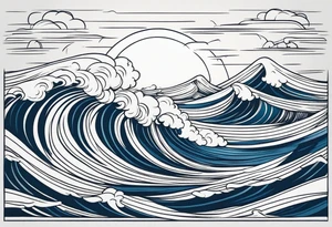 waves in ocean simple with boarder tattoo idea