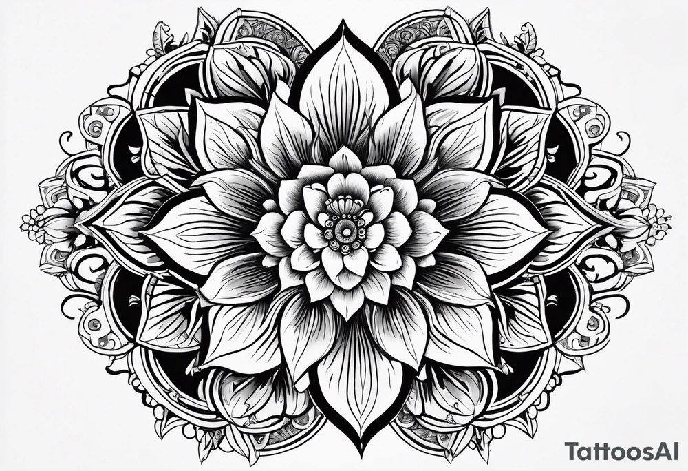 Mandala with flowers tattoo idea