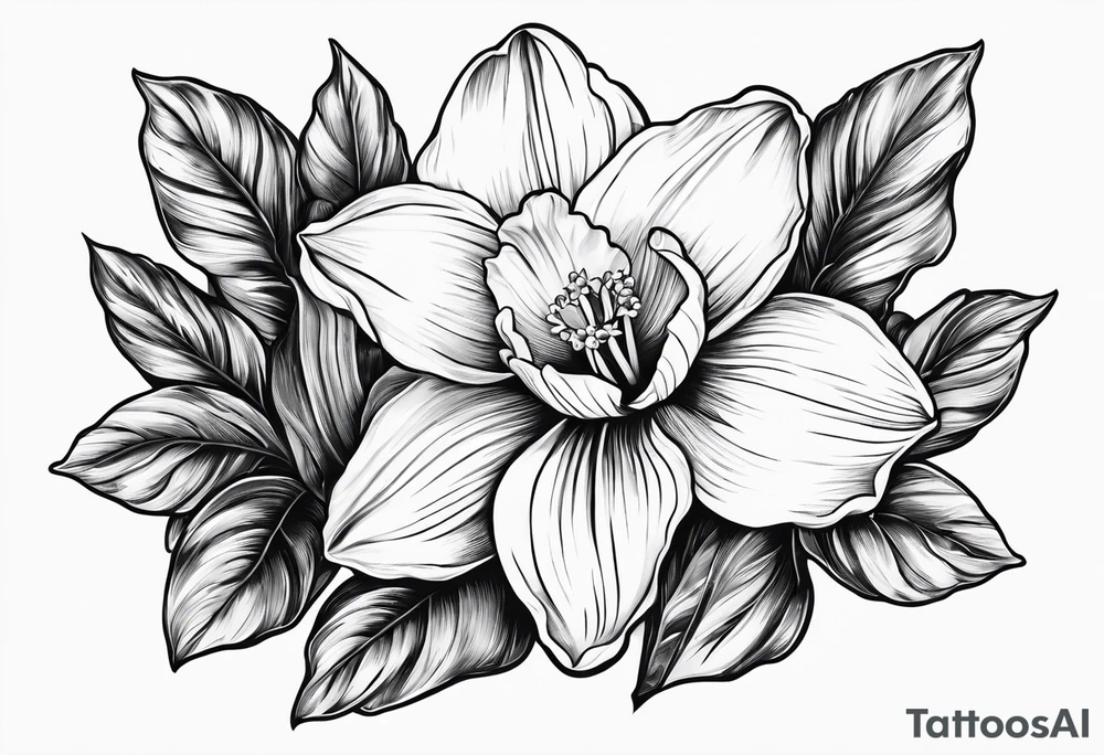 narcissus flower + holly flower together tattoo idea