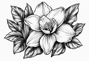 narcissus flower + holly flower together tattoo idea