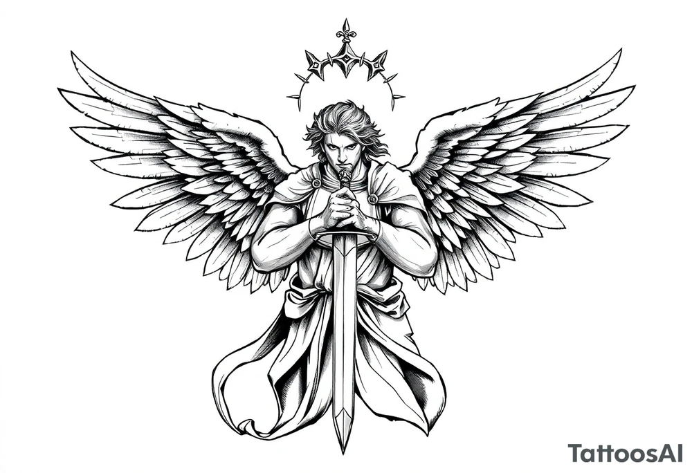 Holy Archangel, Biblical, Christianity, Archangel Michael, Hebrew, Guards of Christianity, Holding a sword, having six wings, seraphim tattoo idea