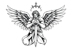 Holy Archangel, Biblical, Christianity, Archangel Michael, Hebrew, Guards of Christianity, Holding a sword, having six wings, seraphim tattoo idea