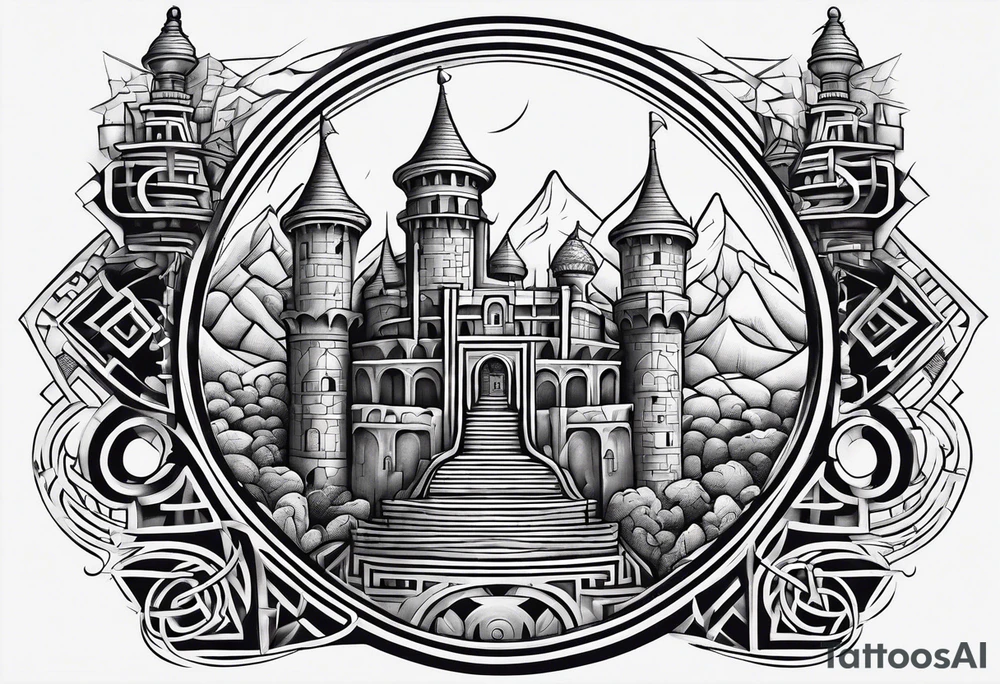 labyrinth Maze castle tattoo idea