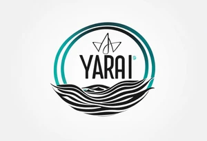 a a simple easily drawn logo for a bikini brand called Yaraí. Simple logo and unique design symbolizing the meaning "lively waters" . Spiral included in the logo tattoo idea