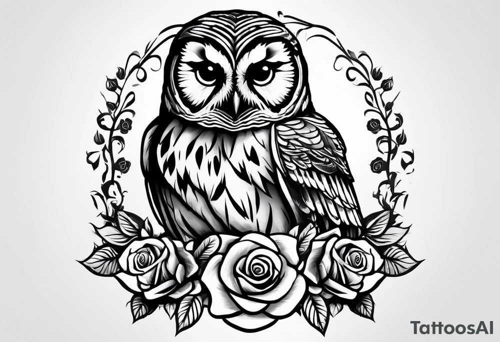 Barred owl and a rose tattoo idea
