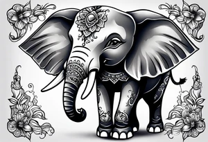 cute elephant with wings tattoo idea