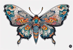 Delicate large moth tattoo idea