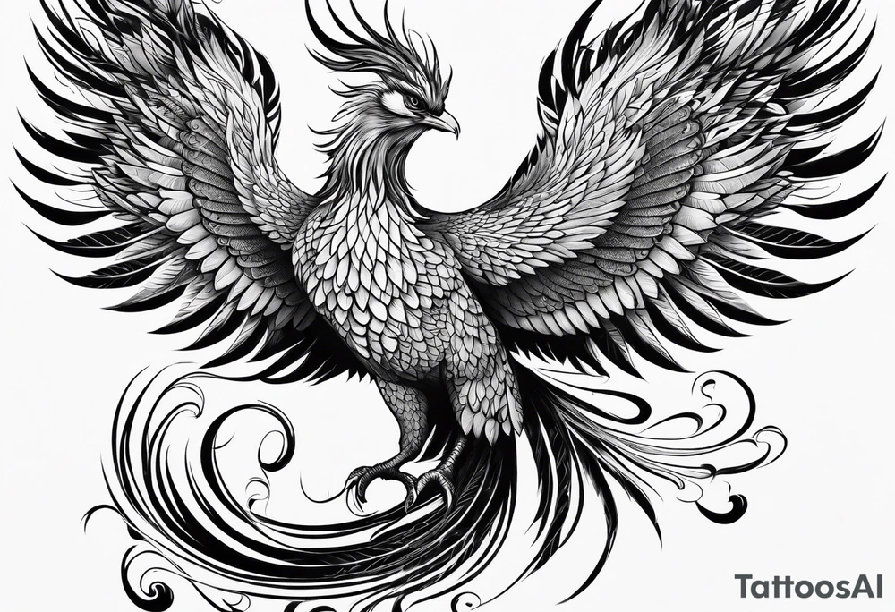 Asian phoenix with a long neck tattoo idea
