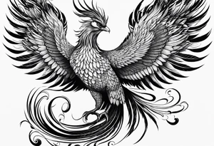 Asian phoenix with a long neck tattoo idea
