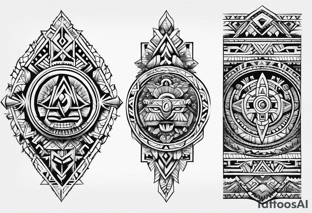 aztec rune sleeve tattoo idea
