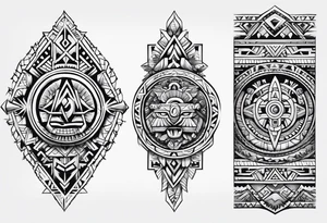 aztec rune sleeve tattoo idea