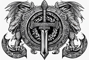 Valhalla sword shield long shipdragon axe Valknut tattoo idea
