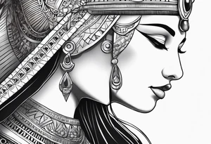 Side profile of cleopatra
 and cat tattoo idea