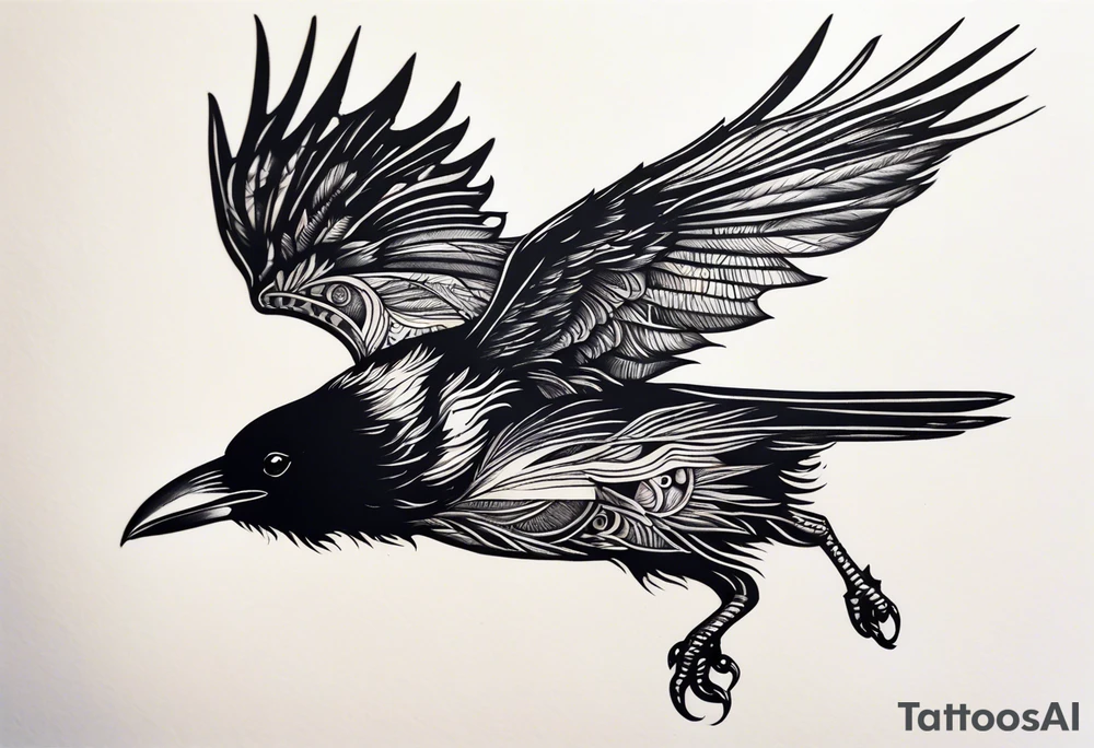 Raven in flight, upsidedown, knowing, light behind its eyes, ethereal tattoo idea Raven in flight, upsidedown, knowing, light behind its eyes, ethereal tattoo idea