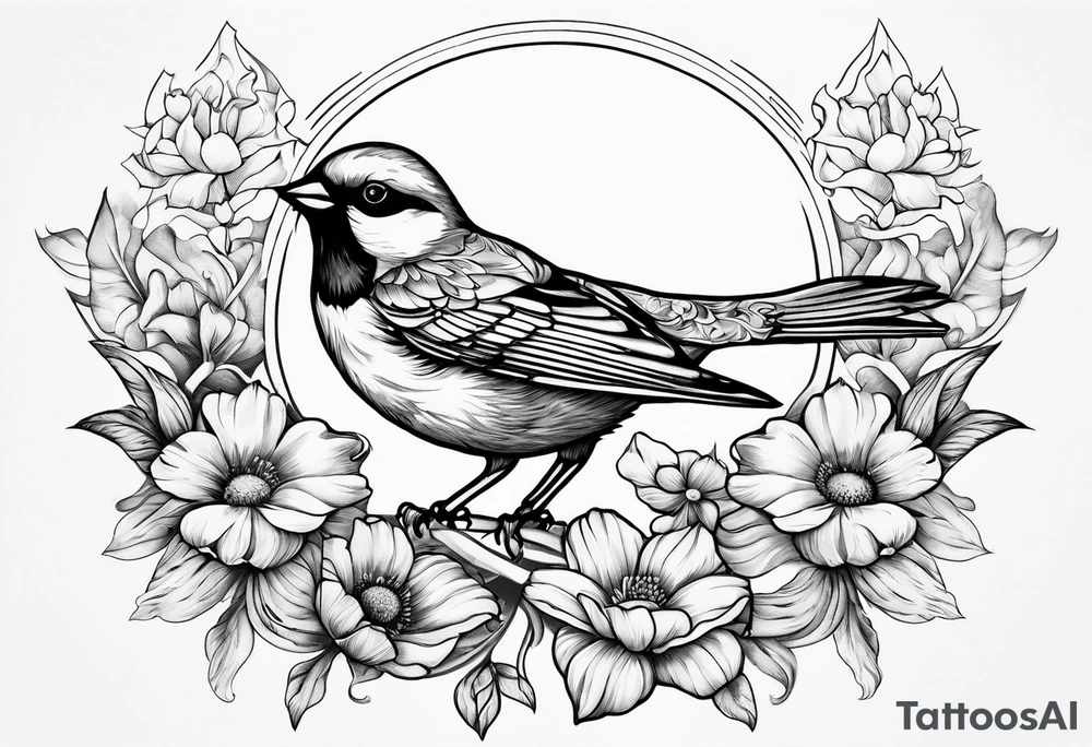 mens neck sleeve sparrow, om symbol, cosmos, iris, daisy, add sun rays and
clouds tattoo idea