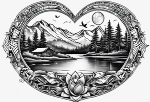 Chicano inspired Tattoo that incorporates love for family and importance of building wealth. Include elements of the Pacific Northwest Forrest tattoo idea