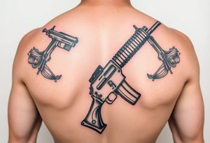 Pin up with ak 47 and a uzi tattoo idea