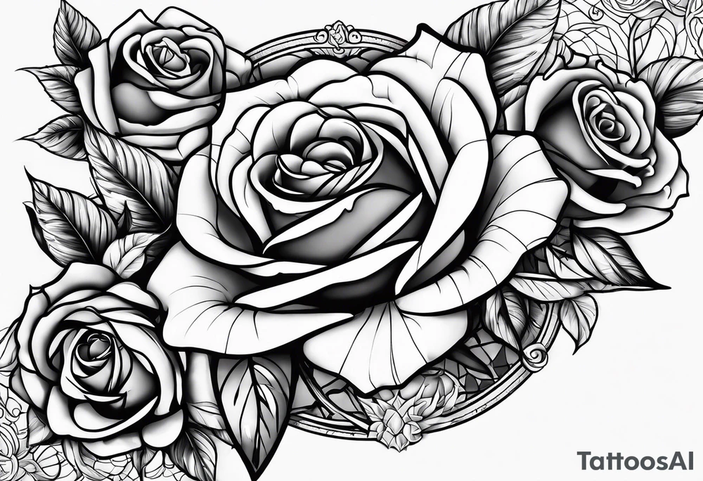 marjrianna name with roses and forever tattoo idea