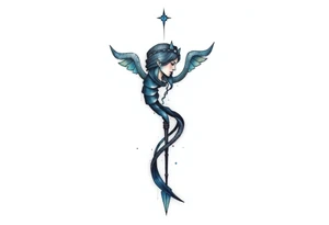 A minimalist tattoo that represents a shattered and betrayed gemini woman who fought hard throughout this year. With colors blue and black. Make it unique and rare. Without leaves and stem. tattoo idea