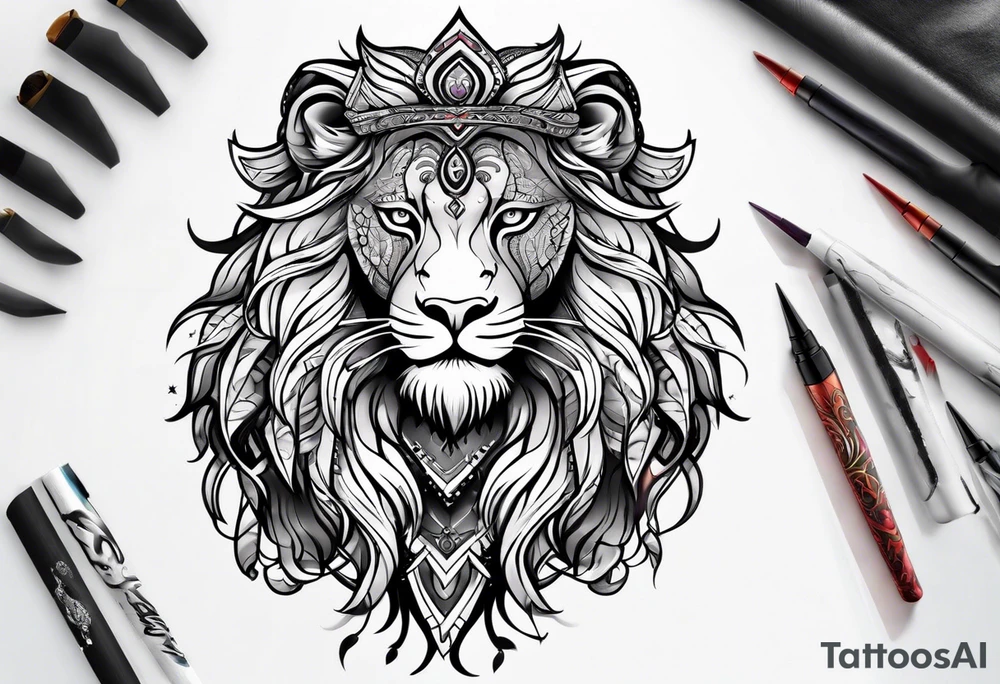 Powerful Leo couple tattoo idea
