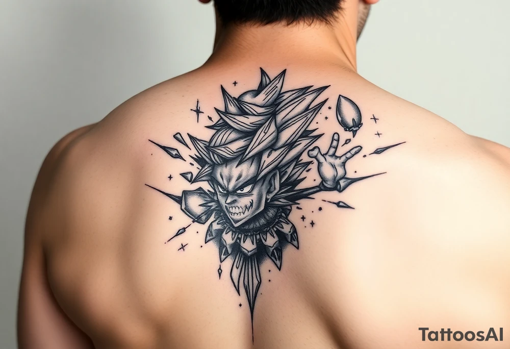 legendary dragonball z scene with energy aura and power effects tattoo idea