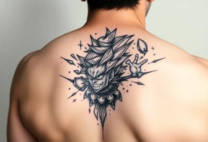 legendary dragonball z scene with energy aura and power effects tattoo idea