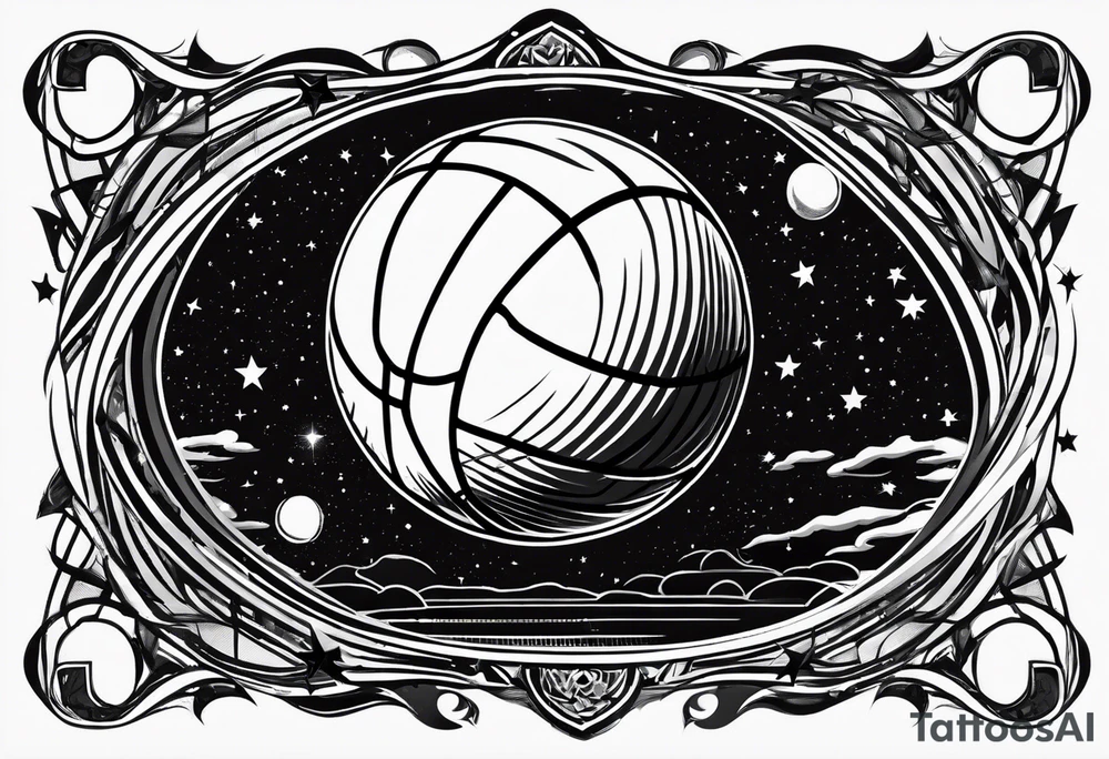 Basketball as a shooting star in a black hole that’s a basketball hoop tattoo idea