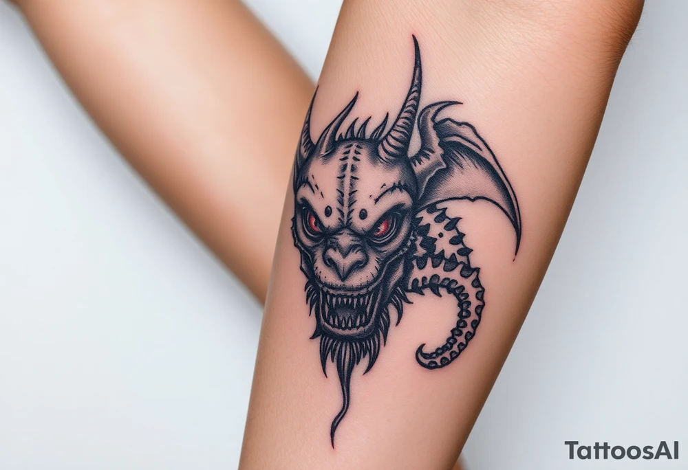 medieval woodcut monsters tattoo idea