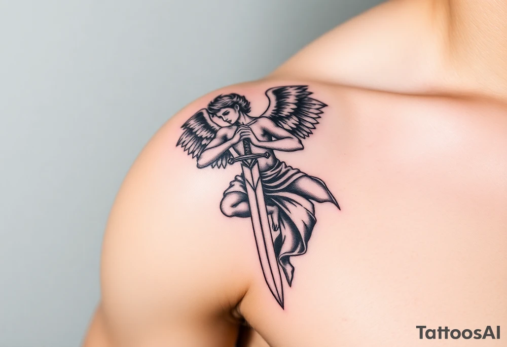 Archangel with a sword tattoo idea