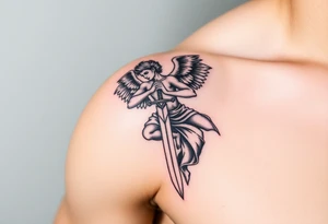 Archangel with a sword tattoo idea