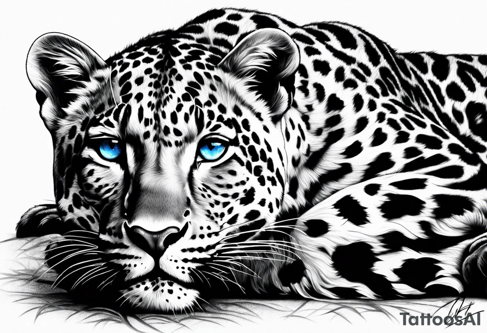 young leopard in Africa with blue eyes tattoo idea