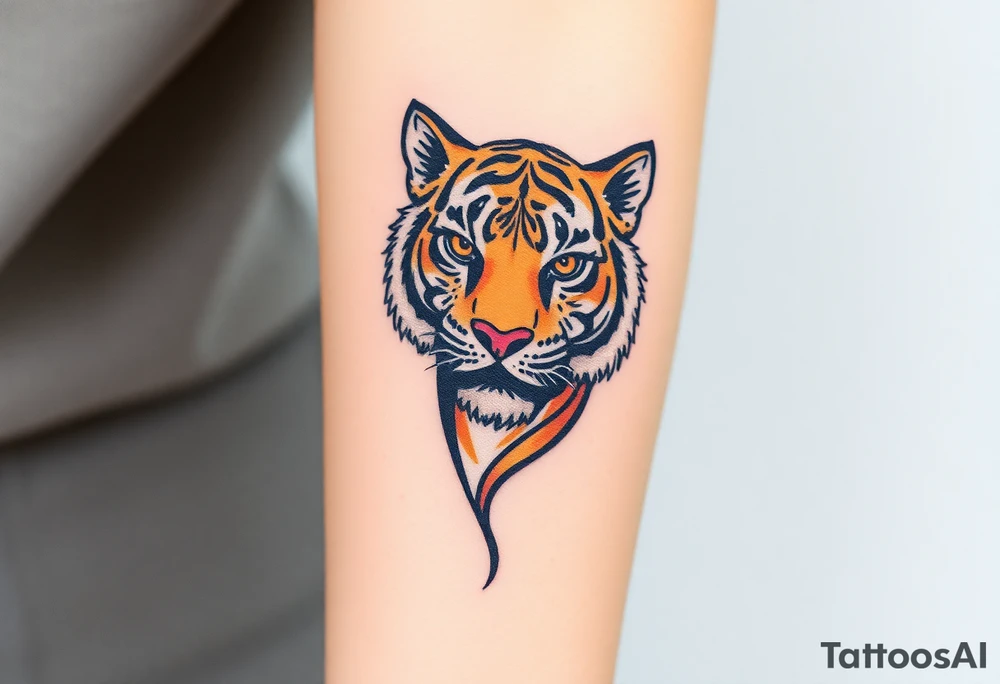 a full color cubist tiger tattoo illustrated in polyc tattoo artist style tattoo idea