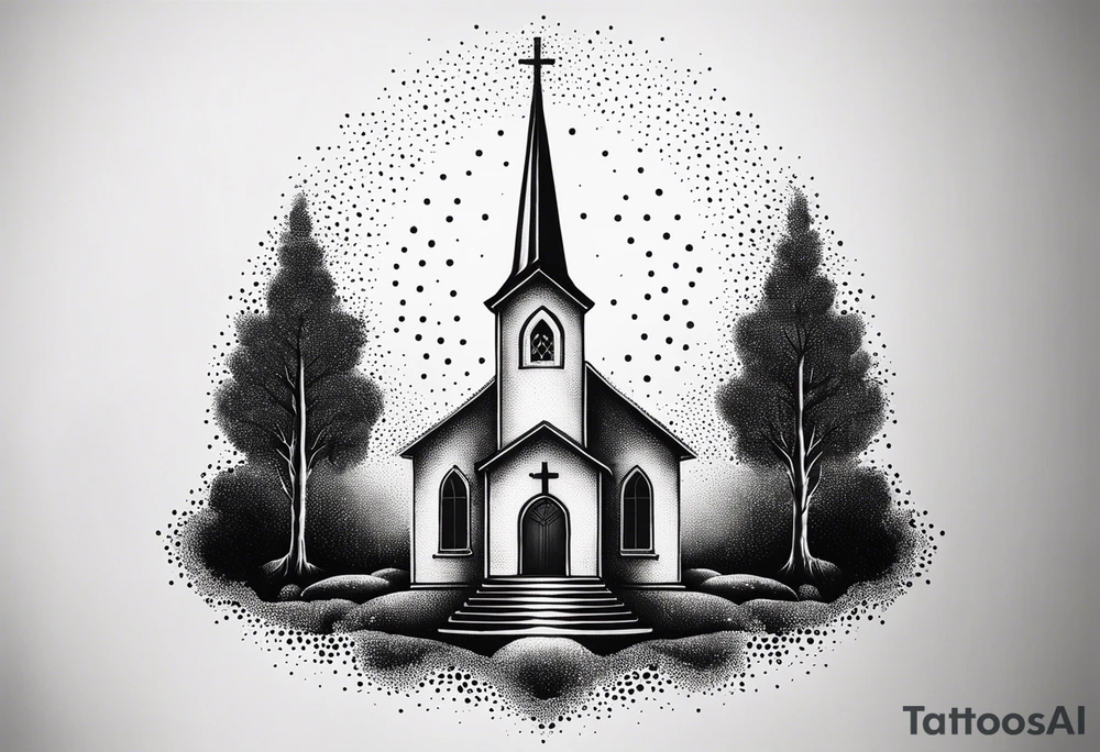 burning church tattoo idea