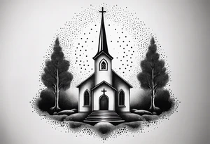 burning church tattoo idea