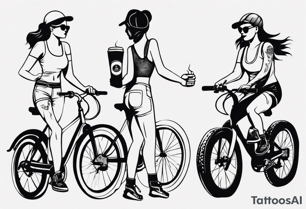 two girls, coffee, hiking, cycling, beer, gym tattoo idea