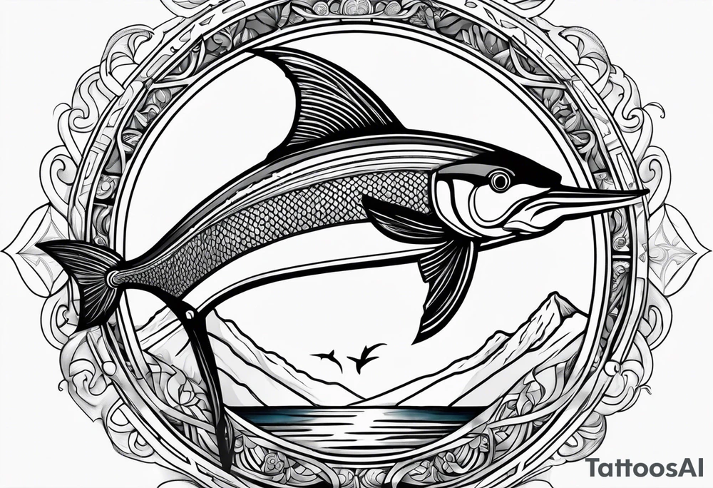 New Zealand, Greek god of the sea, marlin tattoo idea