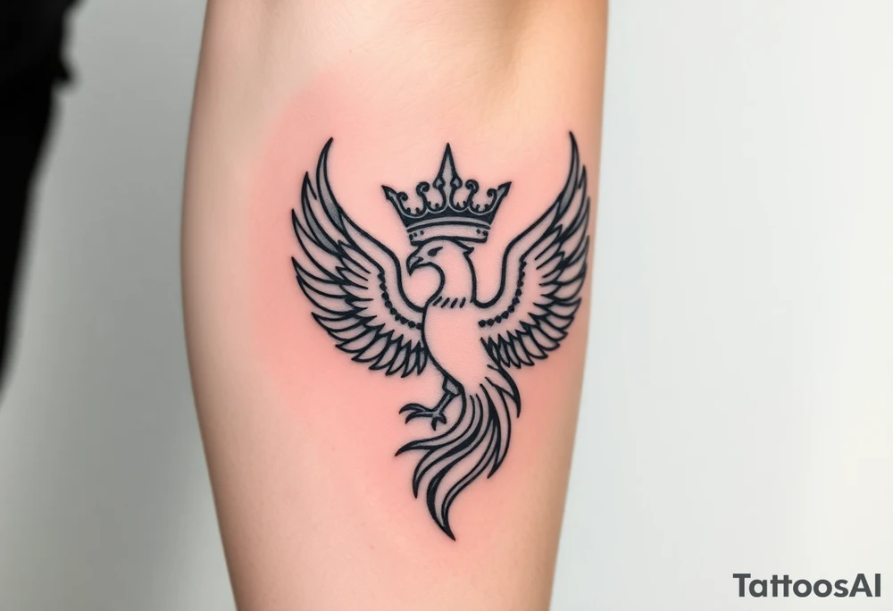 Crown and a phoenix tattoo idea