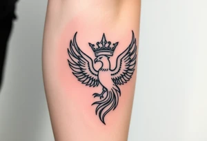Crown and a phoenix tattoo idea