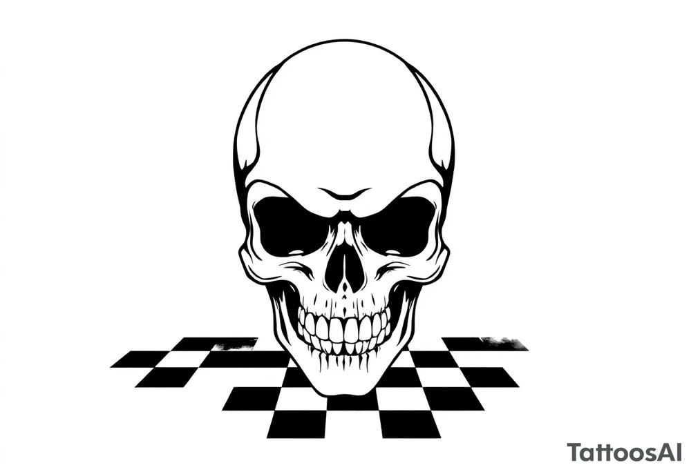 soldier skull with checkered floor tattoo idea