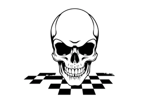 soldier skull with checkered floor tattoo idea